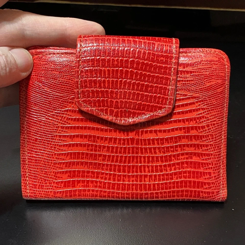 Vintage Baronet Red Crocodile-Embossed leather Women's wallet